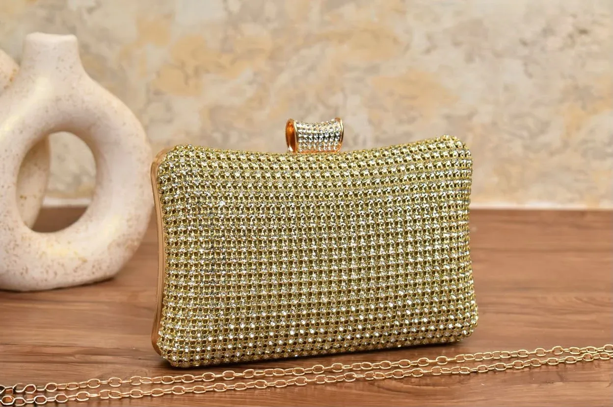 Silver Crystal Mesh Evening Clutch
