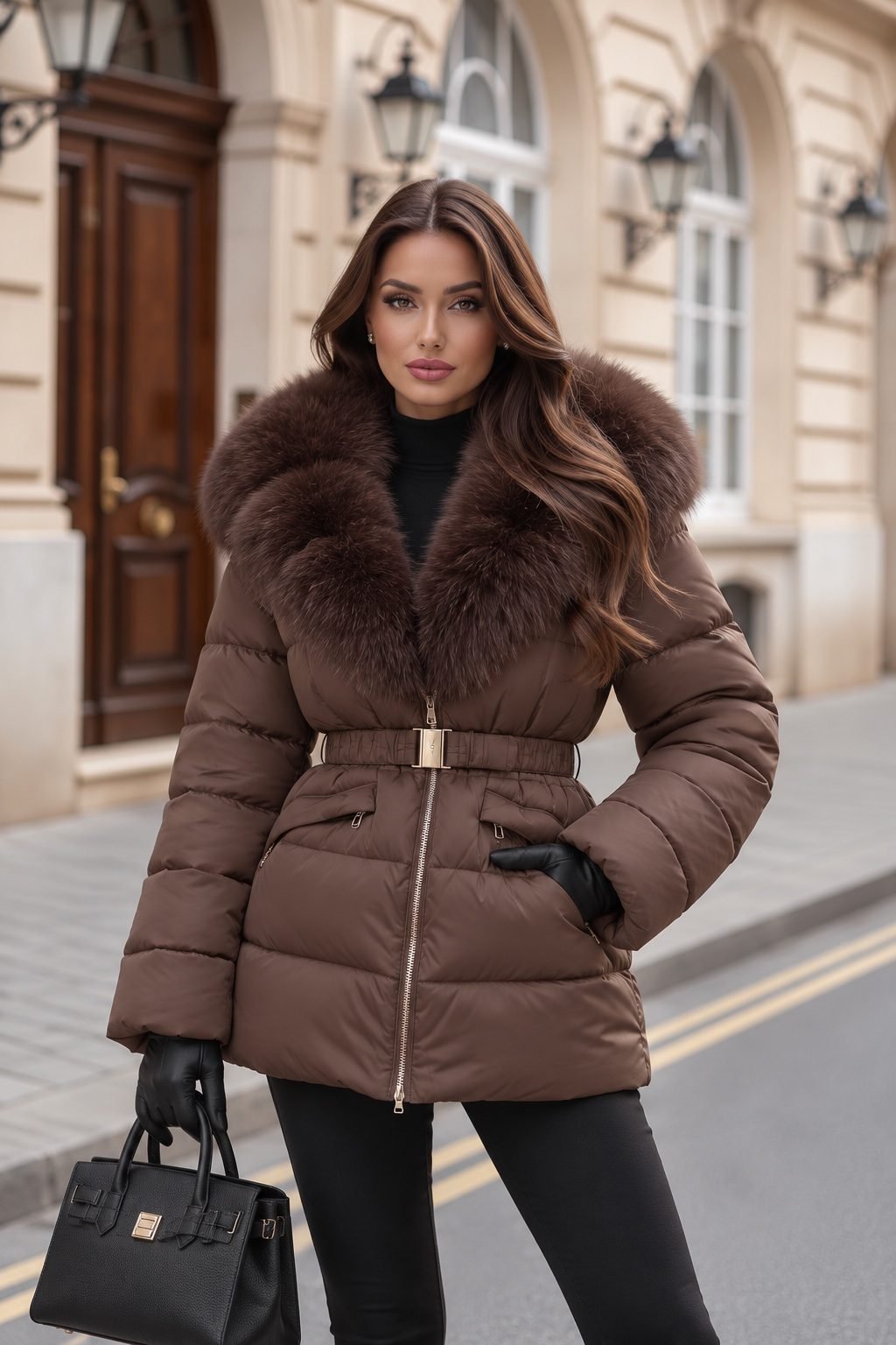 coat with faux fur collar