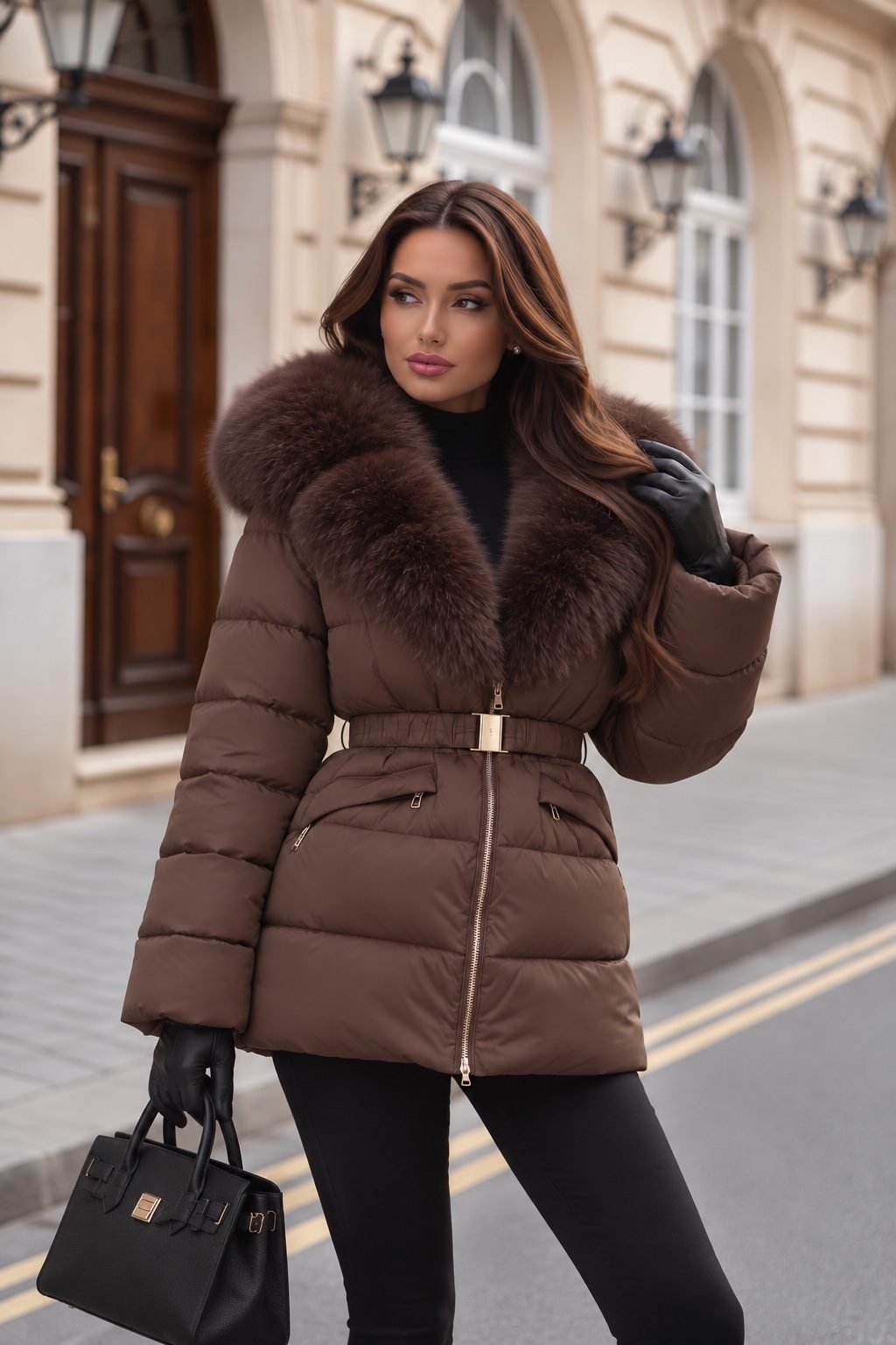 coat with faux fur collar