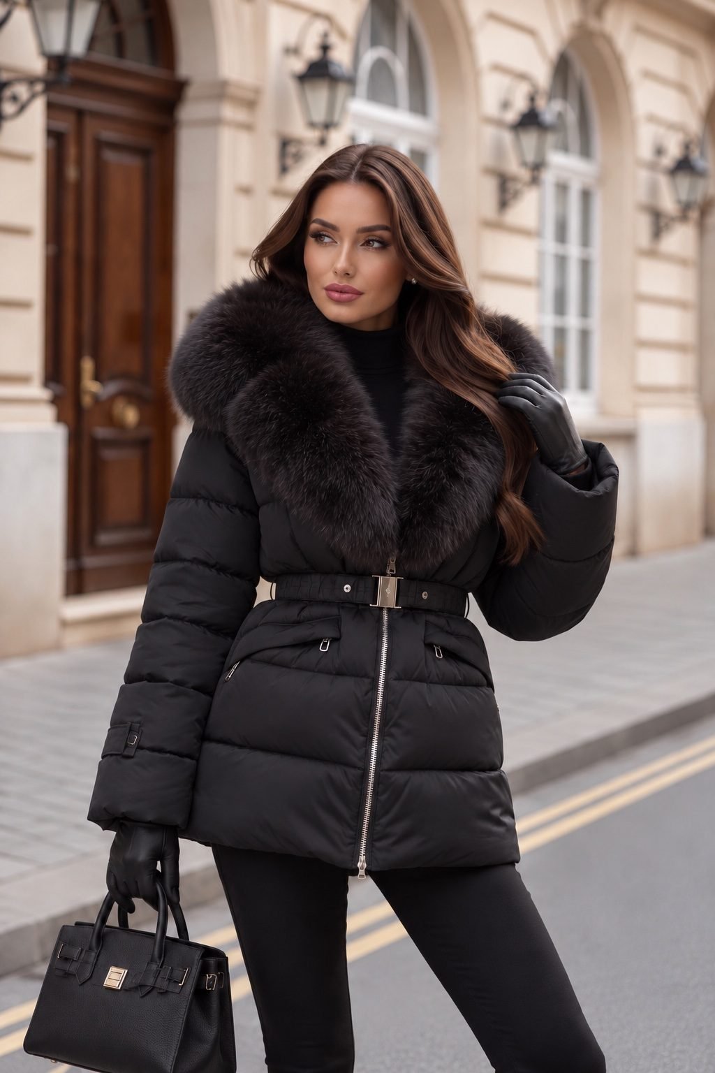 coat with faux fur collar