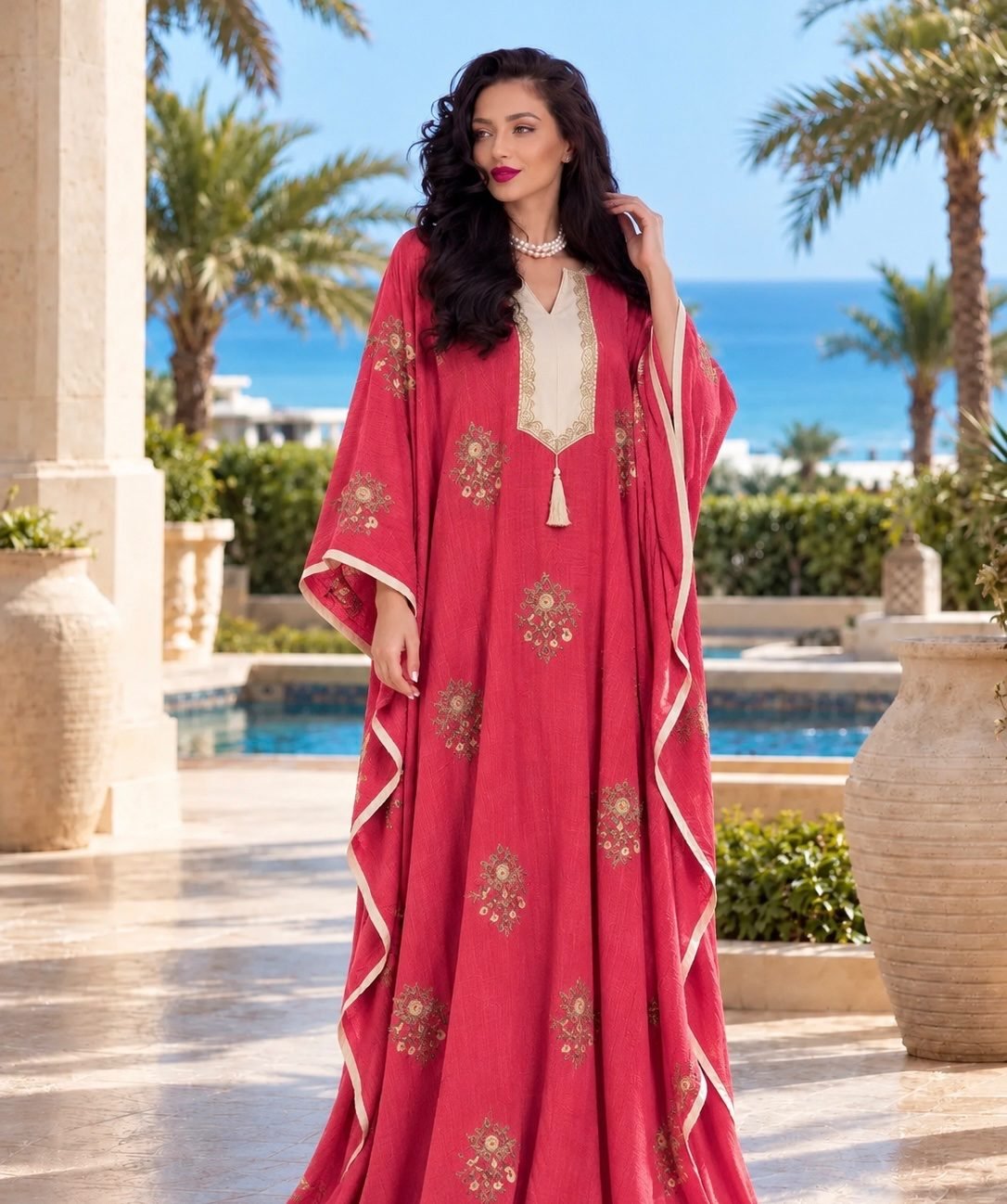 Pistachio Abaya with Floral Embroidery
