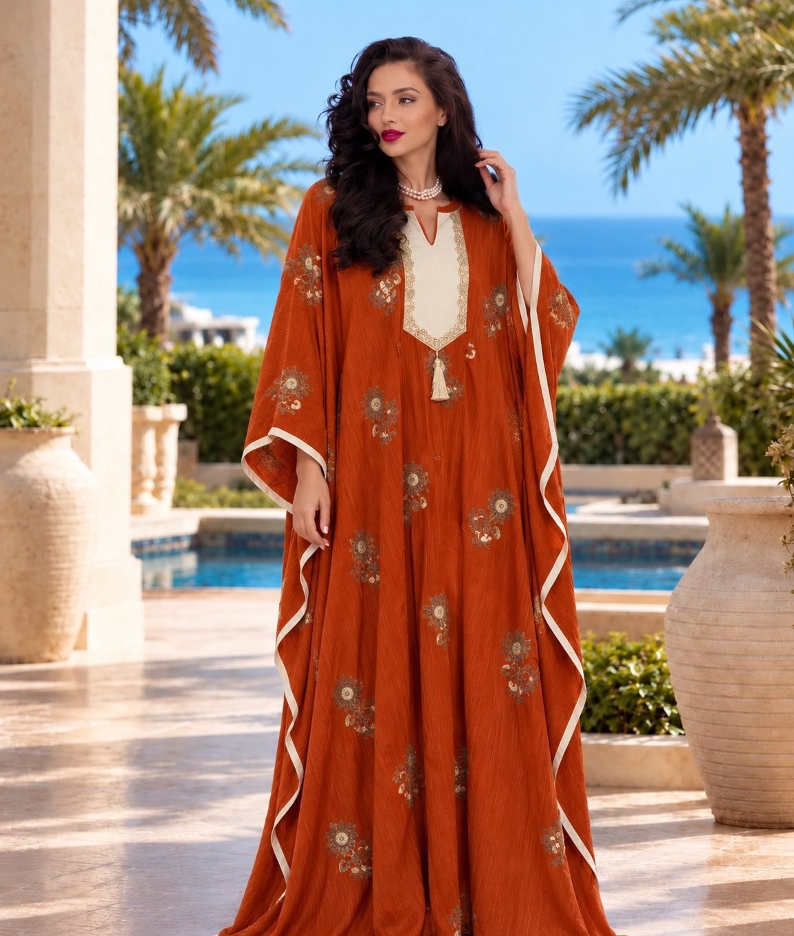 عباية تطريز زهور