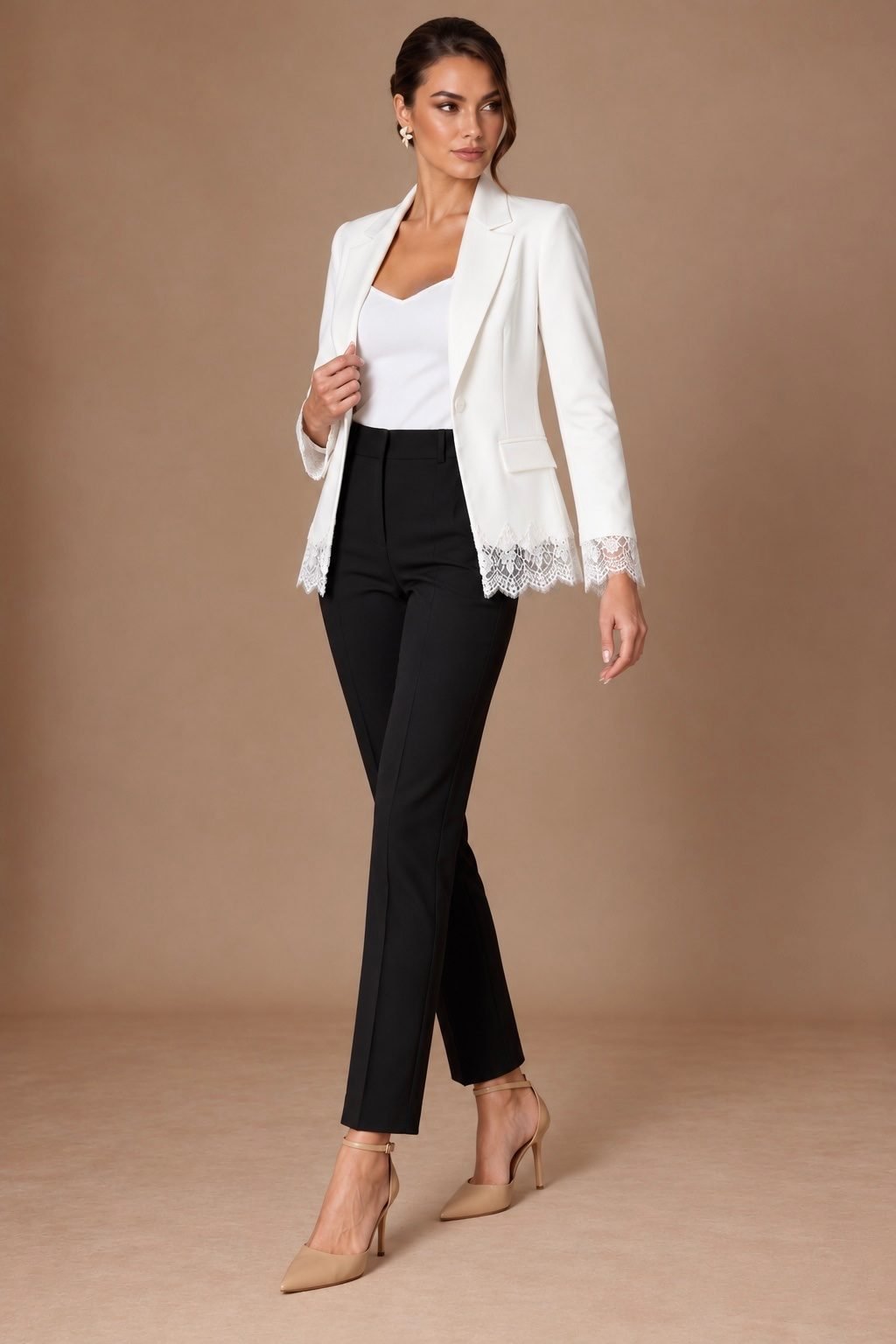 Black Blazer with Lace Trim