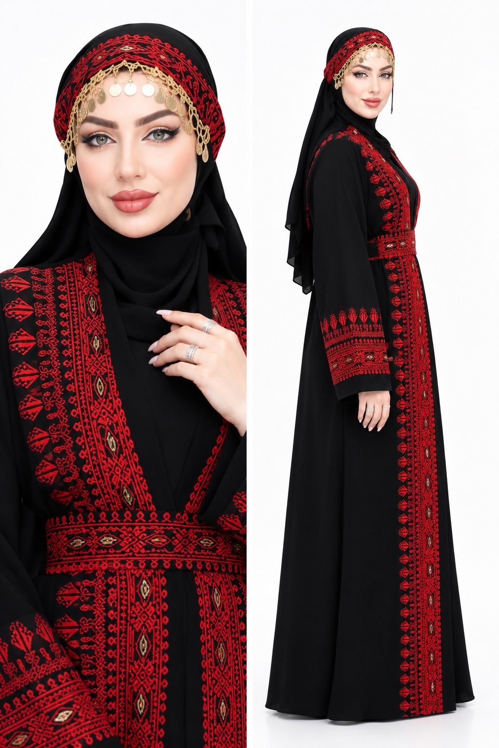 قفطان التراث بتطريز أحمر