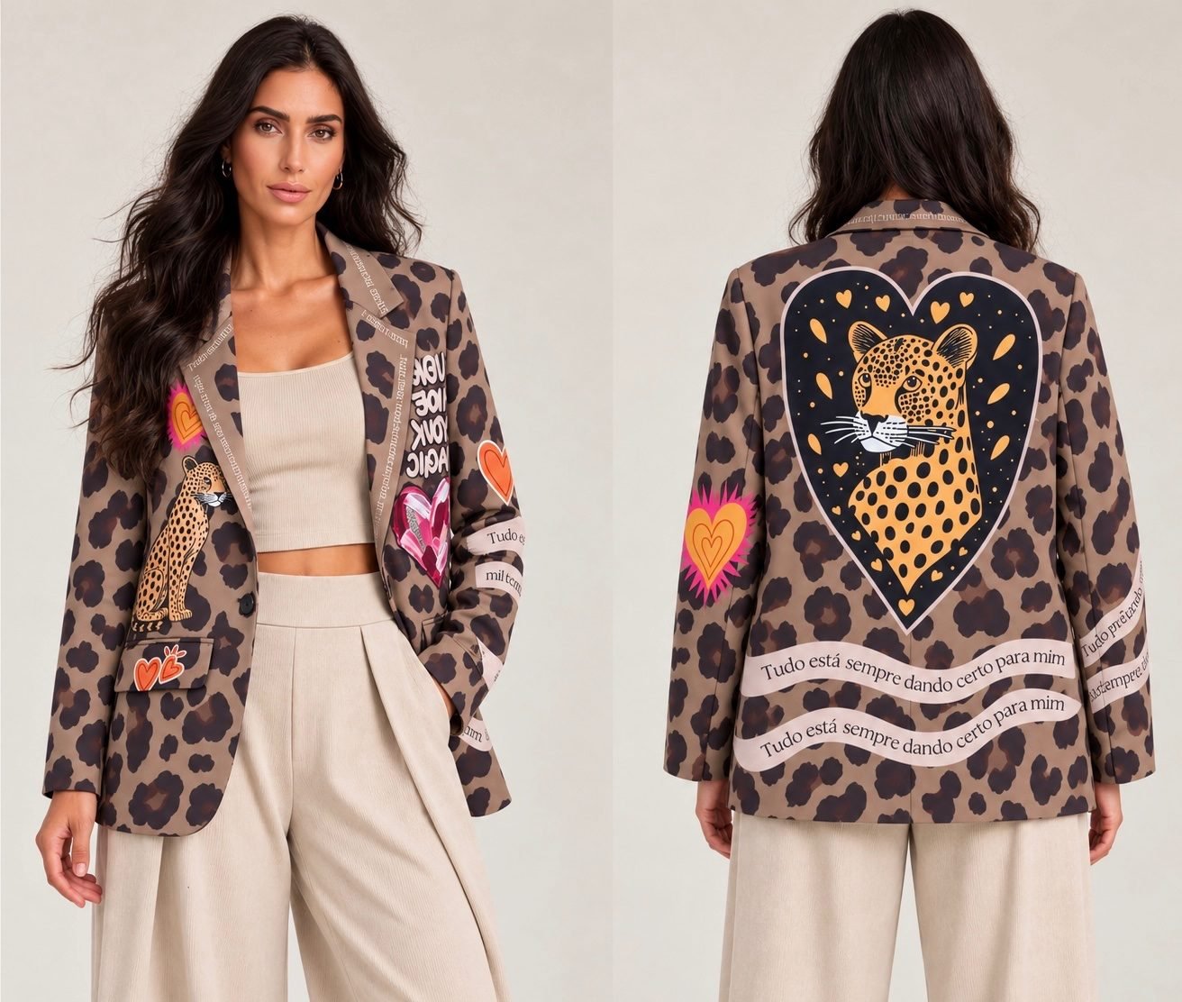 Leopard Print Graphic Statement Blazer