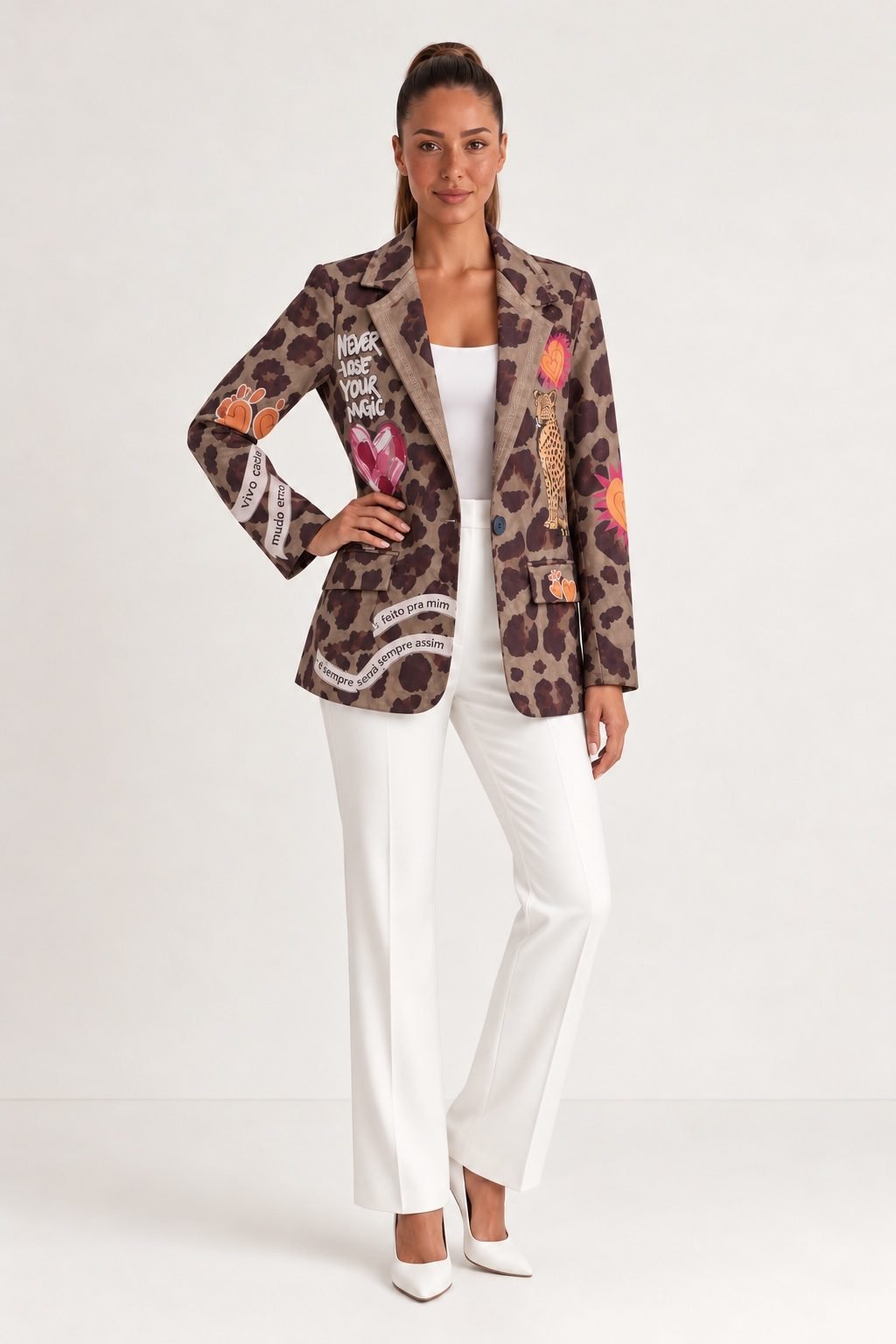 Leopard Print Graphic Statement Blazer