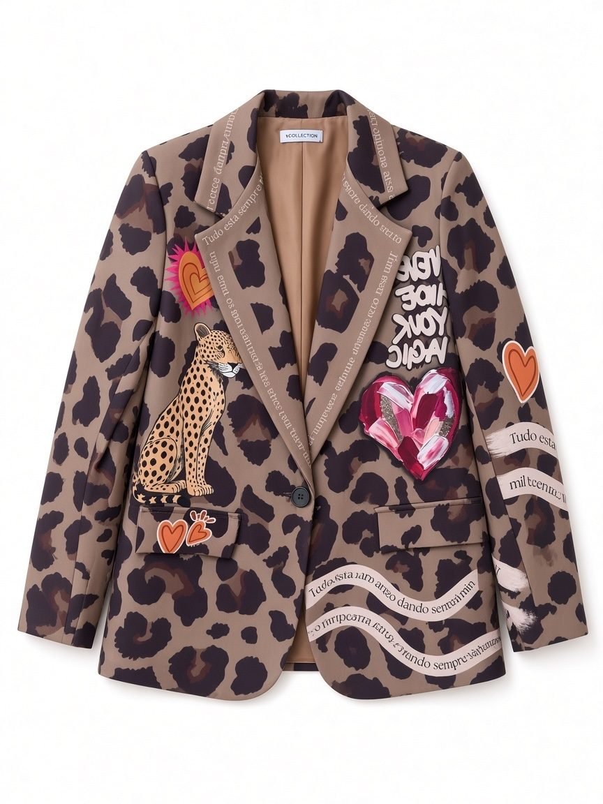 Leopard Print Graphic Statement Blazer