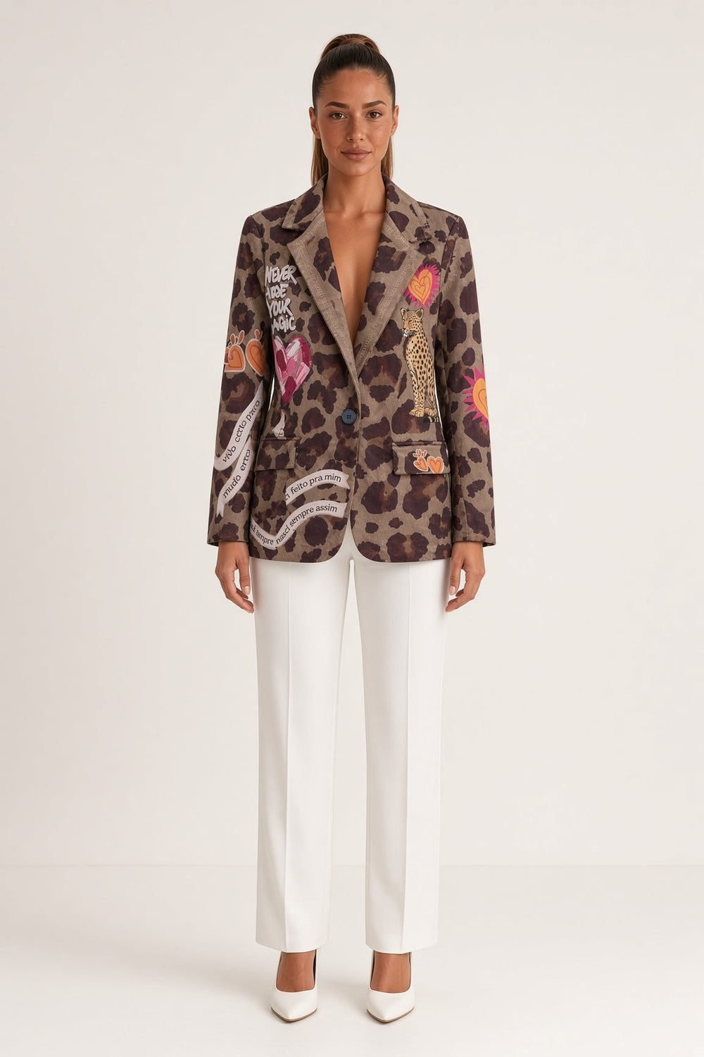 Leopard Print Graphic Statement Blazer