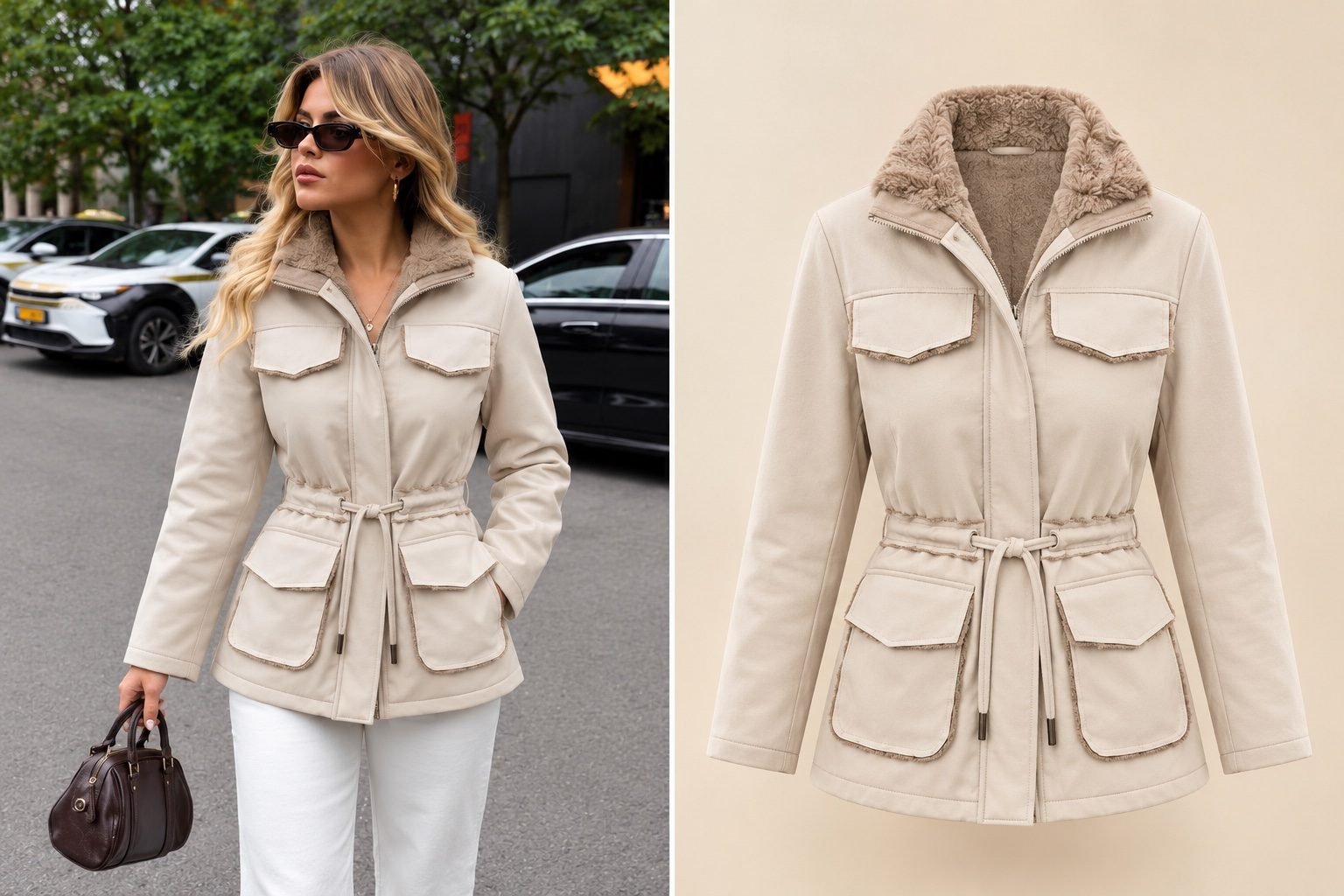 Fur Jacket with Front Pockets