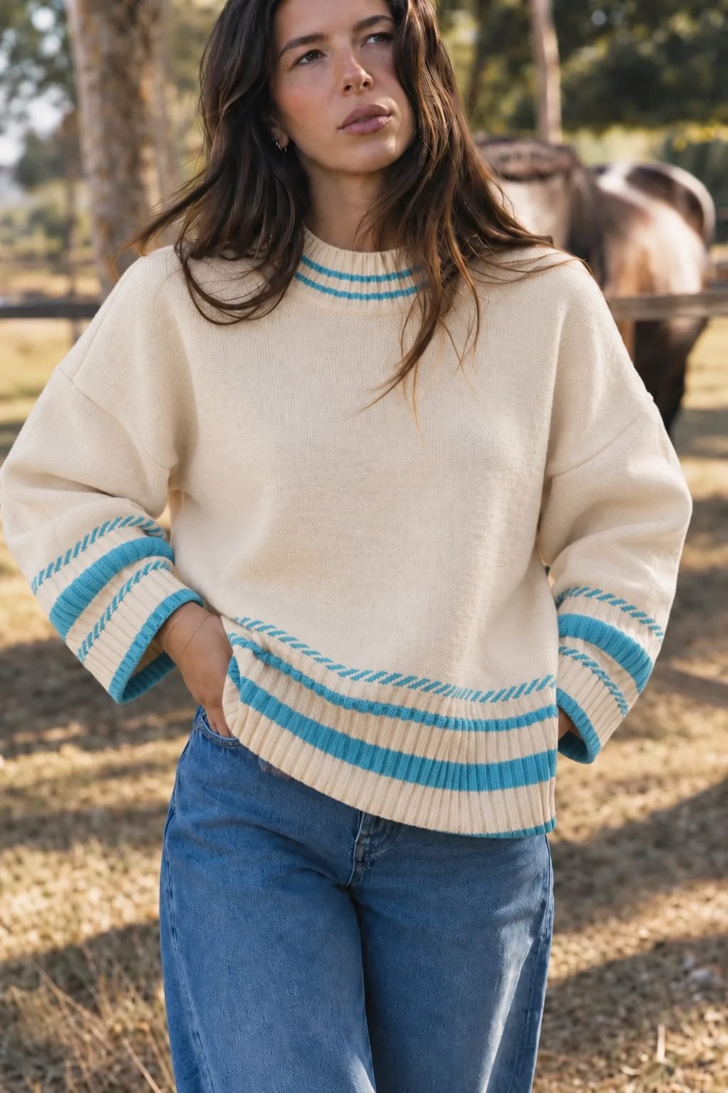 "Farm Stripes" Knit Sweater