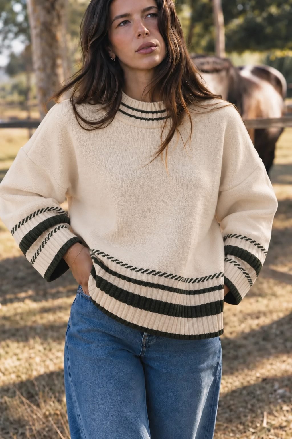 "Farm Stripes" Knit Sweater