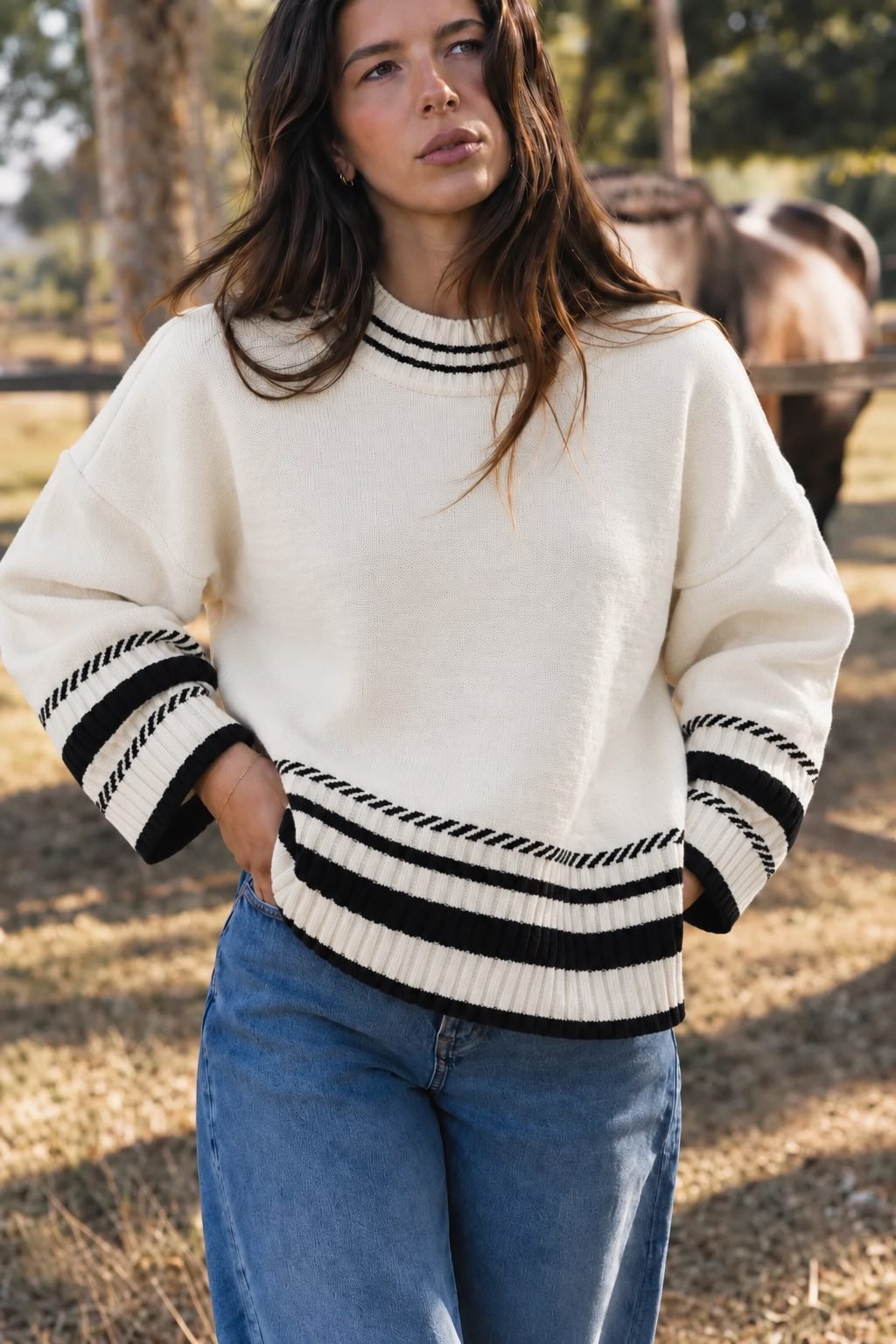 "Farm Stripes" Knit Sweater
