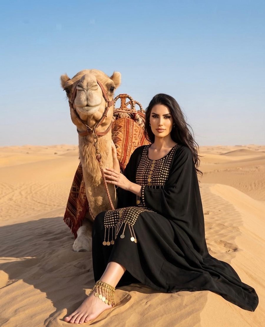 Black Abaya with Ornate Gold Chest Piece