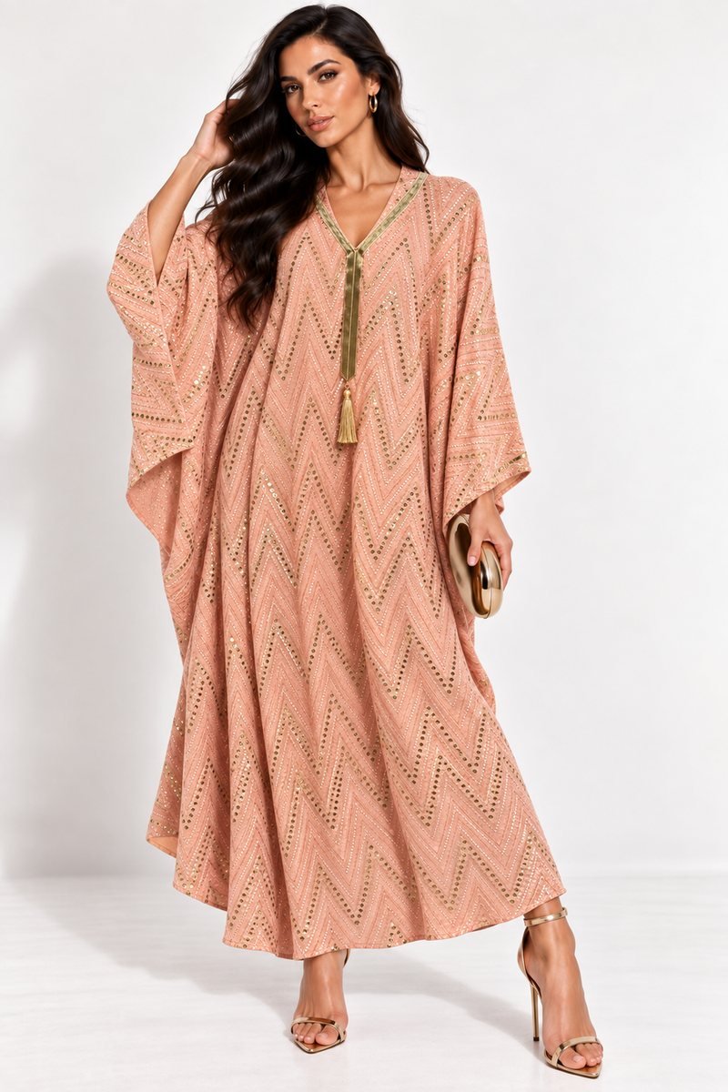 Royal Kaftan with Zigzag Pattern and Tassel