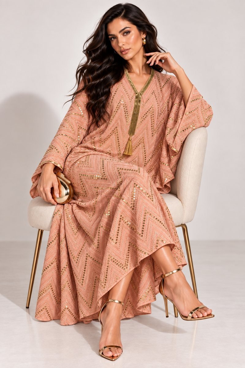Royal Kaftan with Zigzag Pattern and Tassel