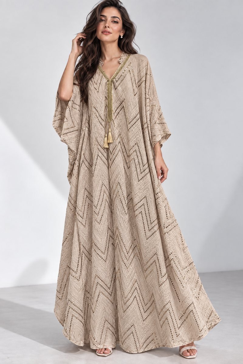 Royal Kaftan with Zigzag Pattern and Tassel