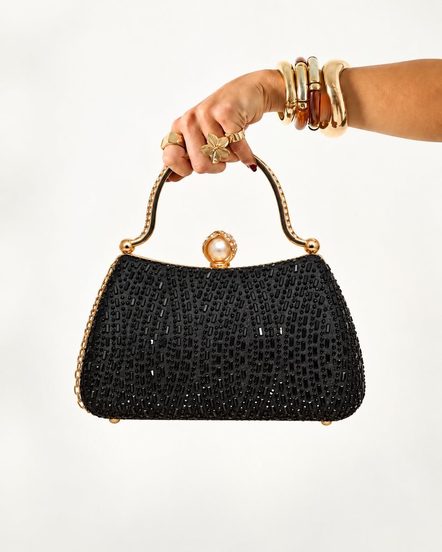 Black Beaded Handbag
