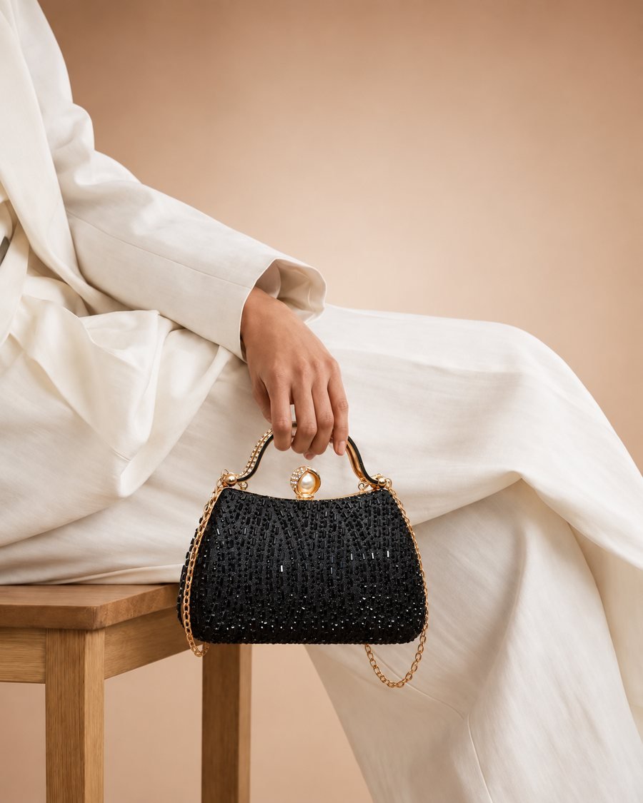 Black Beaded Handbag