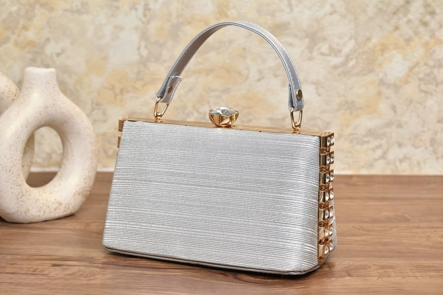Champagne Box Bag with Metal Handle