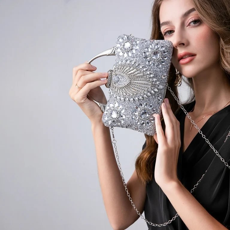 Gold Jeweled Clutch with Handle