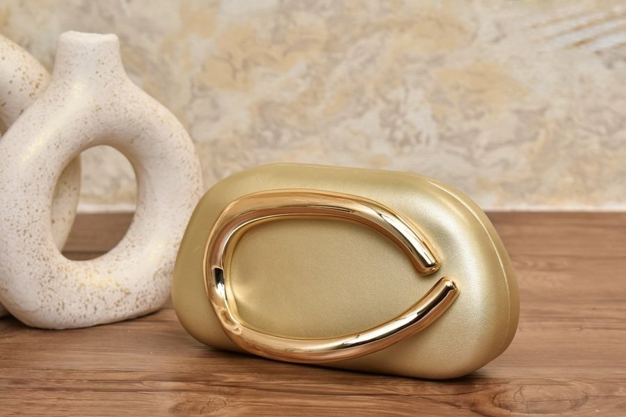 Black Clutch with Oval Gold Handle