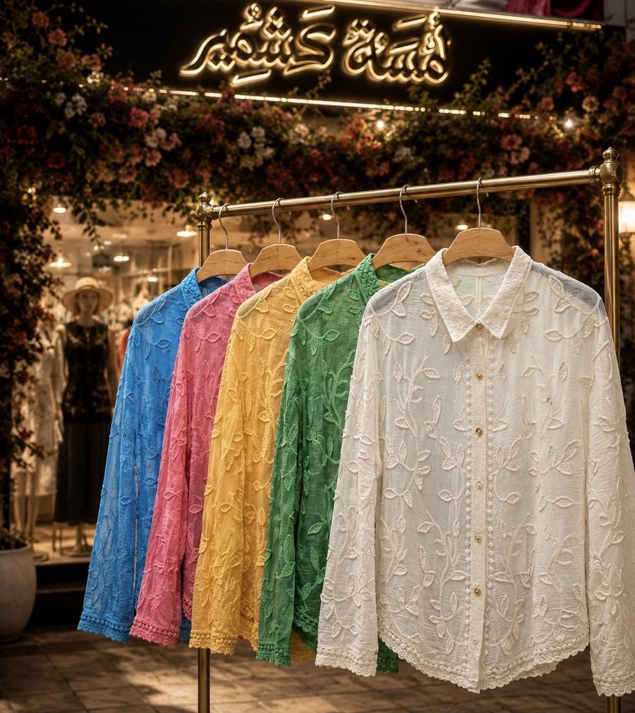 Ivory Embroidered Linen-Look Shirt