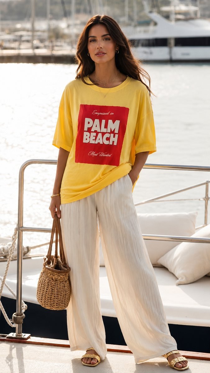 Oversized Palm Beach Graphic T-Shirt