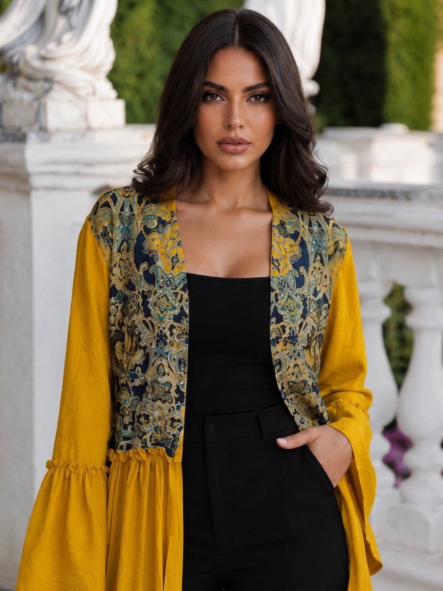 White Kimono with Colorful Floral Embroidery