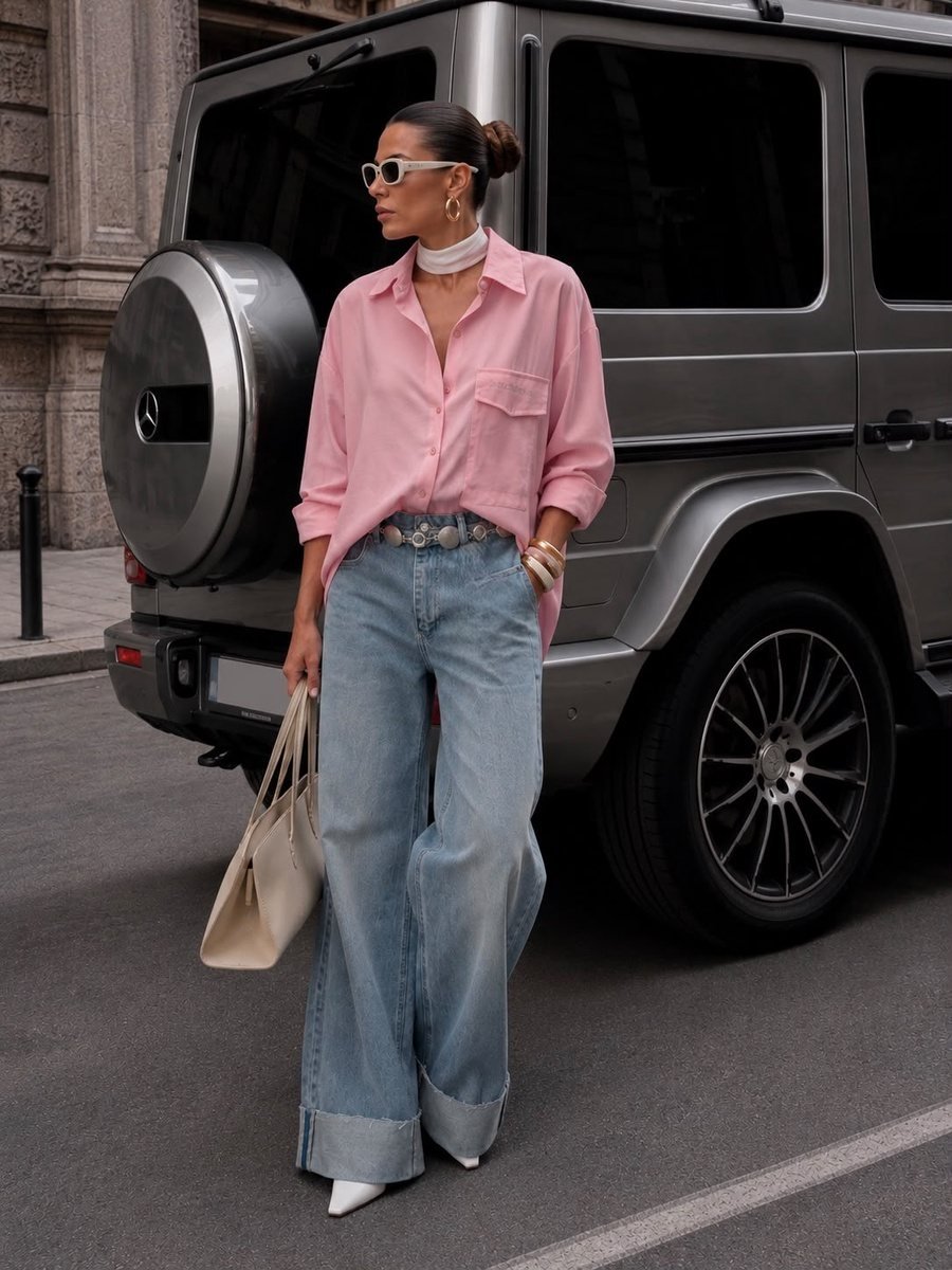 Relaxed Pink Shirt with Chest Pockets