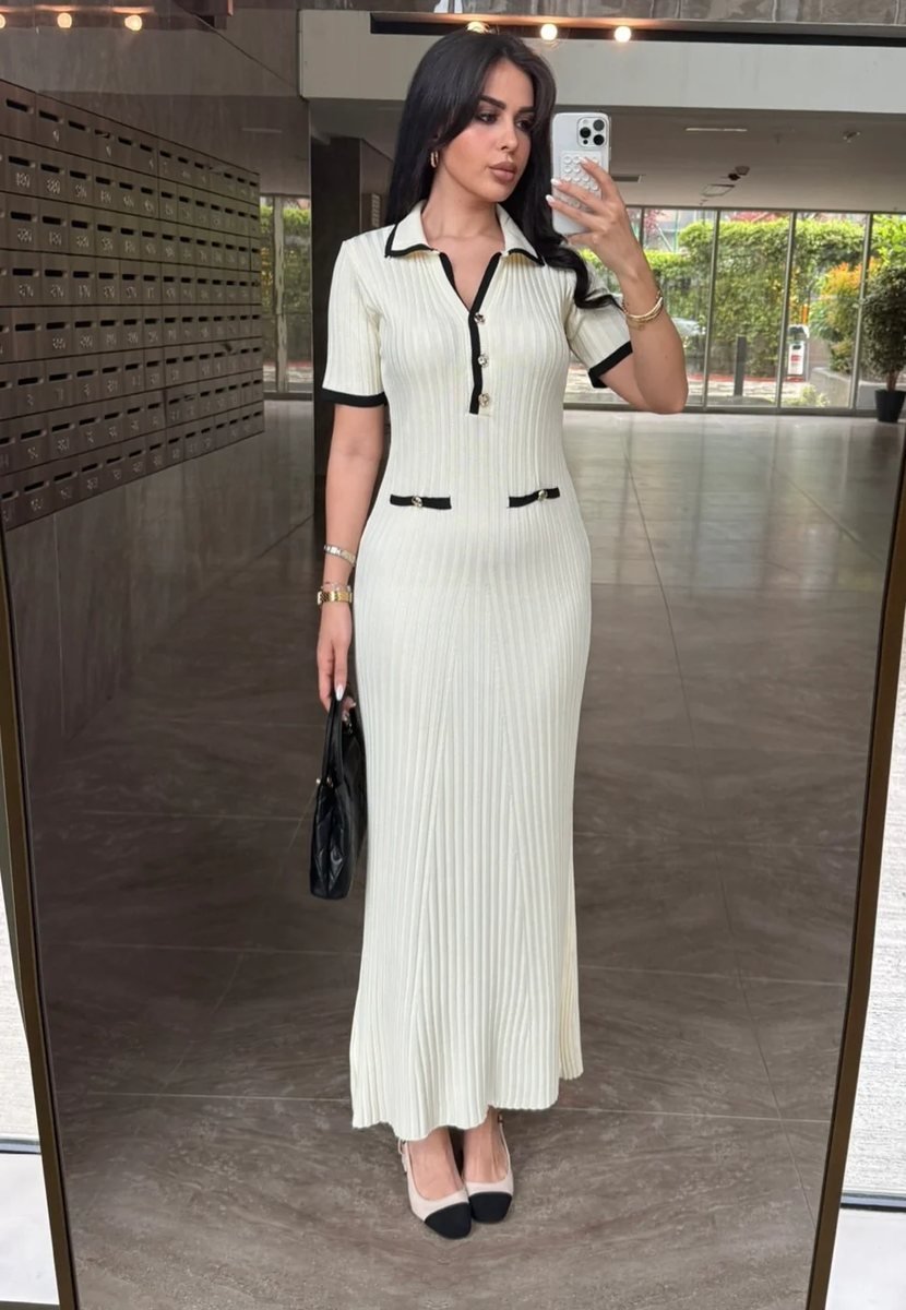 Ribbed Maxi Polo Dress