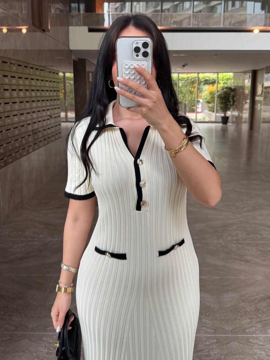 Ribbed Maxi Polo Dress