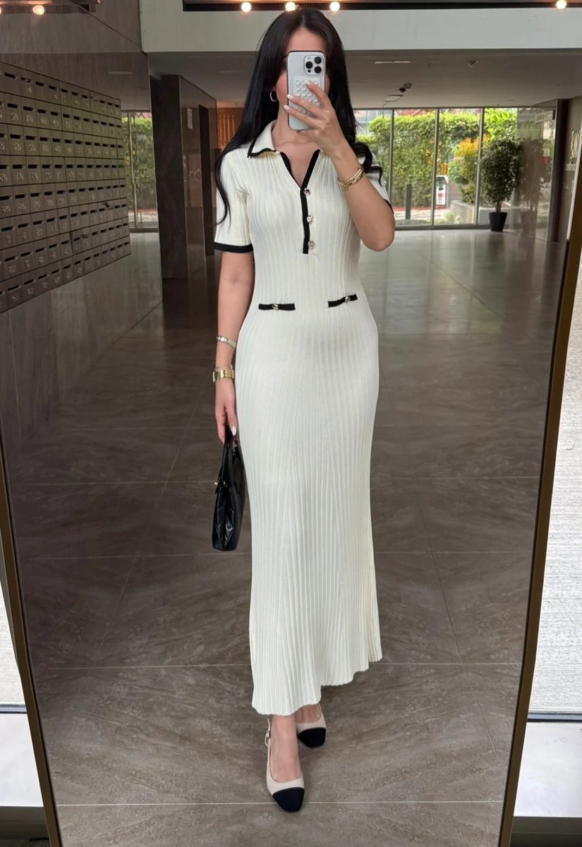 Ribbed Maxi Polo Dress