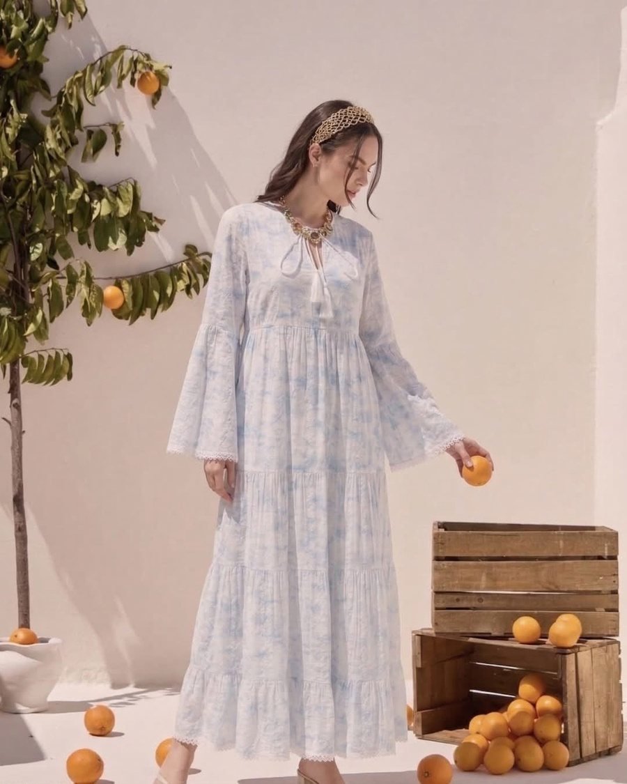 Floral Maxi Dress with Flared Sleeves