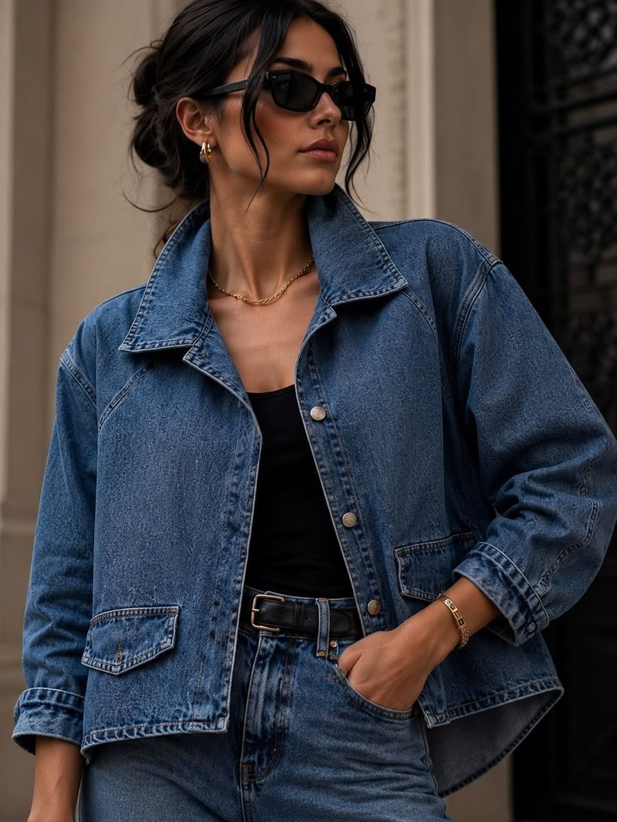 Blue Denim Jacket with Front Pockets
