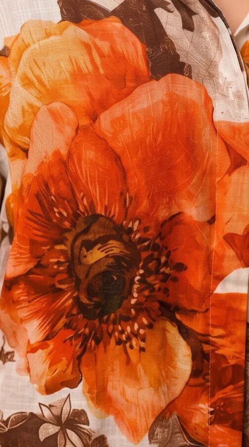 Orange Floral Print Shirt