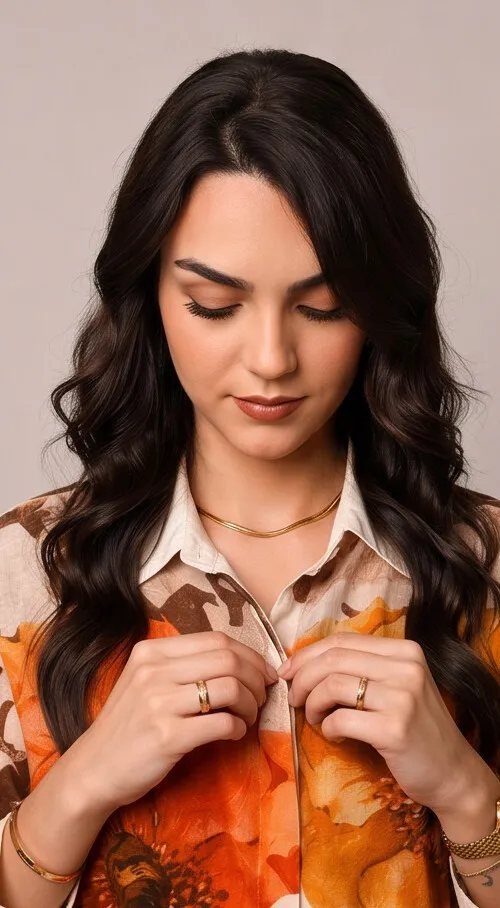 Orange Floral Print Shirt